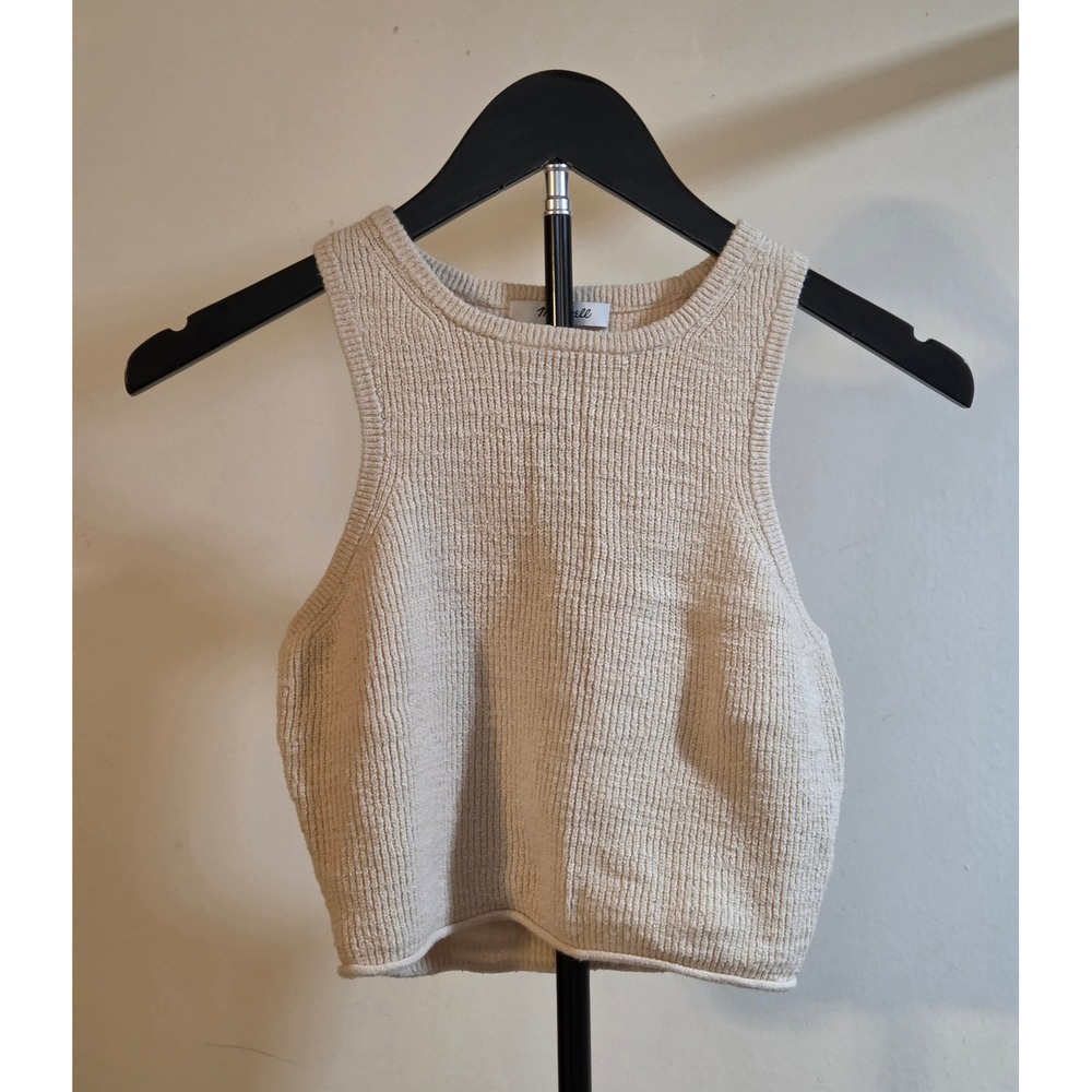 Madewell Ribbed Knit Cropped Tank Top Women's Size XXS Tan